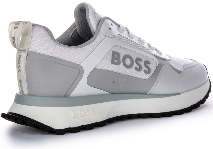 Boss Jonah Runner Sneaker In White Grey For Men