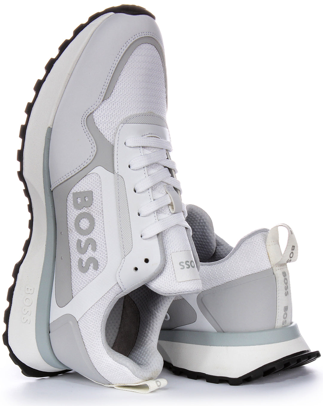 Boss Jonah Runner Sneaker In White Grey For Men