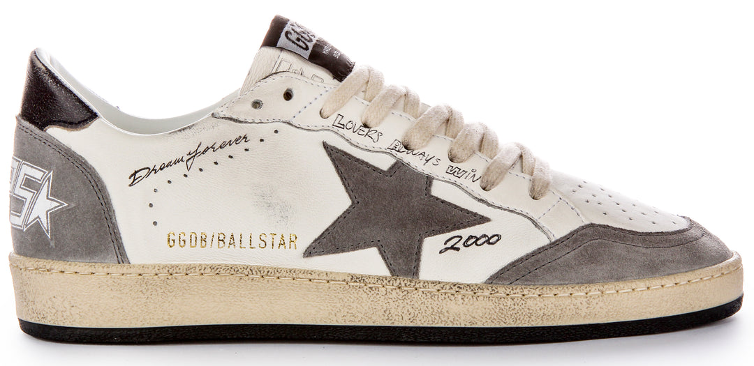 Golden Goose Ball Star In White Grey For Men