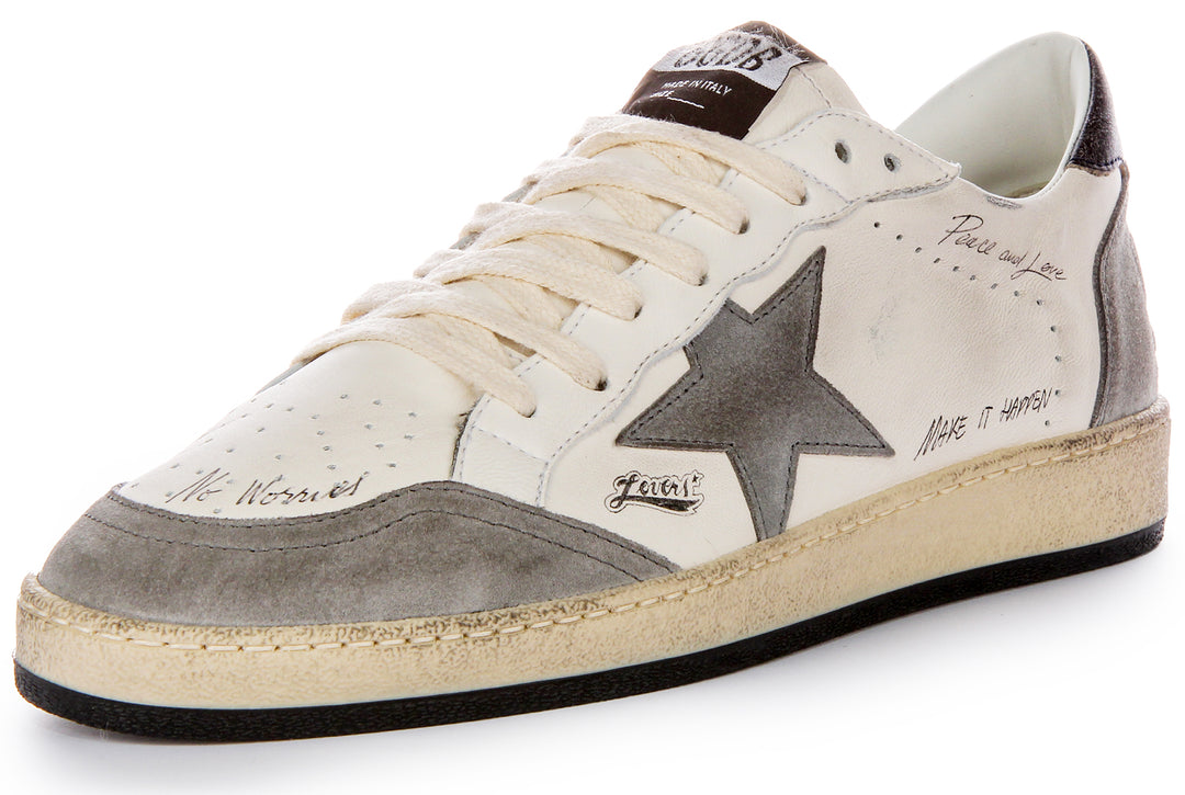 Golden Goose Ball Star In White Grey For Men