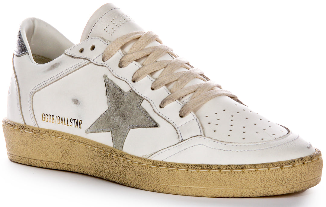 Golden Goose Ball Star Double In White Grey For Women