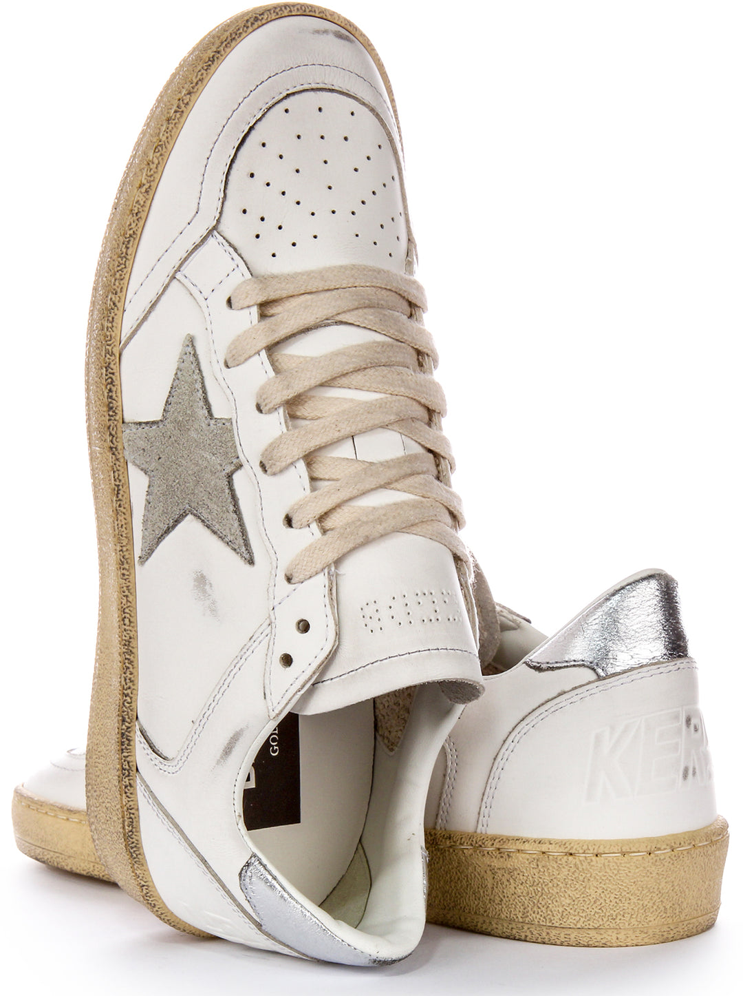 Golden Goose Ball Star Double In White Grey For Women