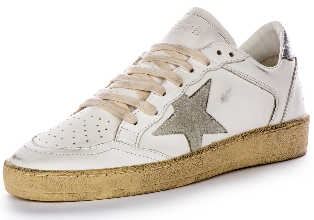 Golden Goose Ball Star Double In White Grey For Women