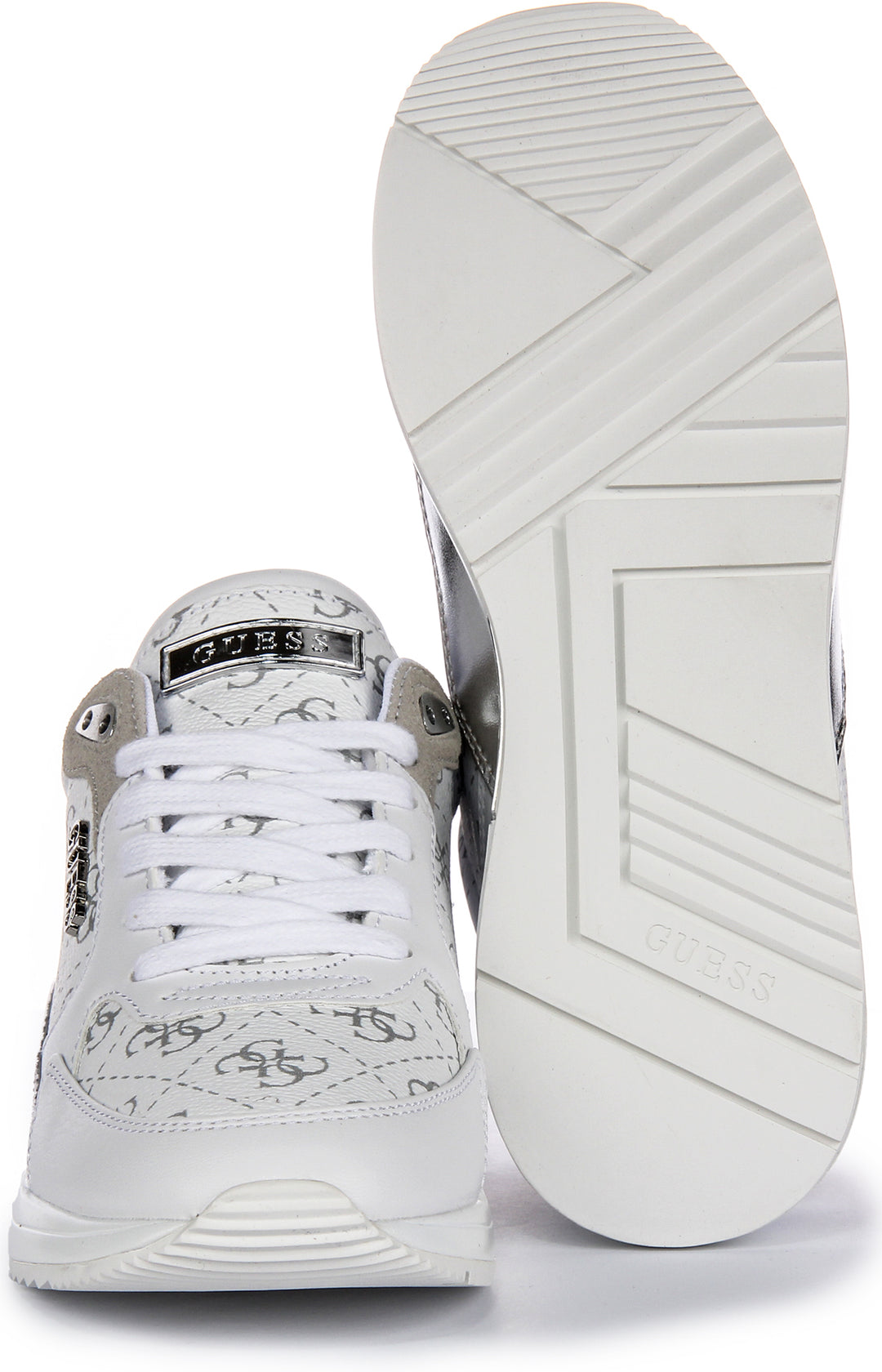 Guess Moxea In White Grey Peont Print For Women