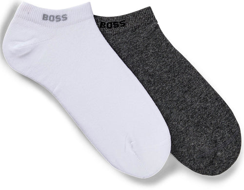 Boss 2P AS Uni Color Extra Verstärkte Stresszone Baumwollsocken in Weiß Grau