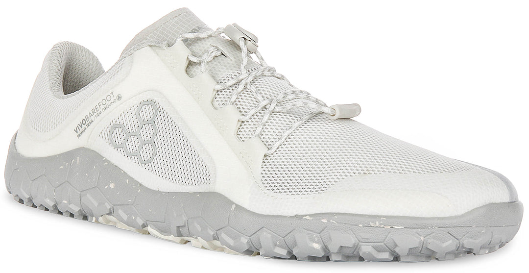 Vivobarefoot Primus Trail FG In White Grey For Women