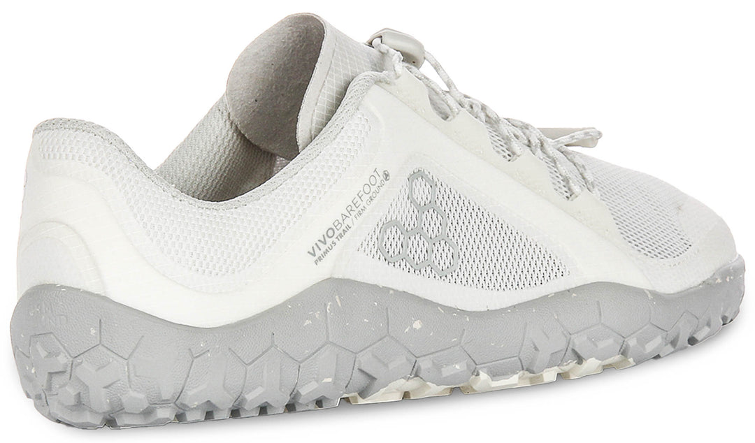Vivobarefoot Primus Trail FG In White Grey For Women