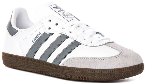 Adidas Samba OG J In White Grey For Youth