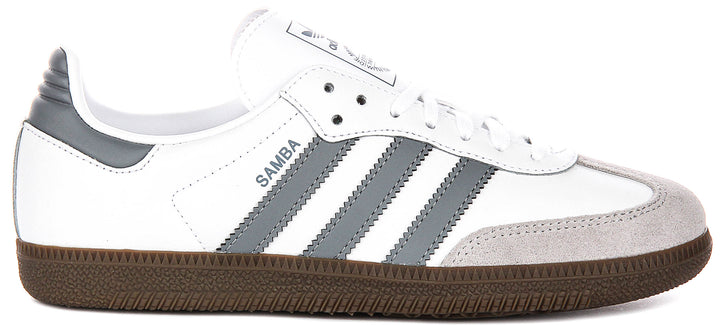 Adidas Samba OG J In White Grey For Youth