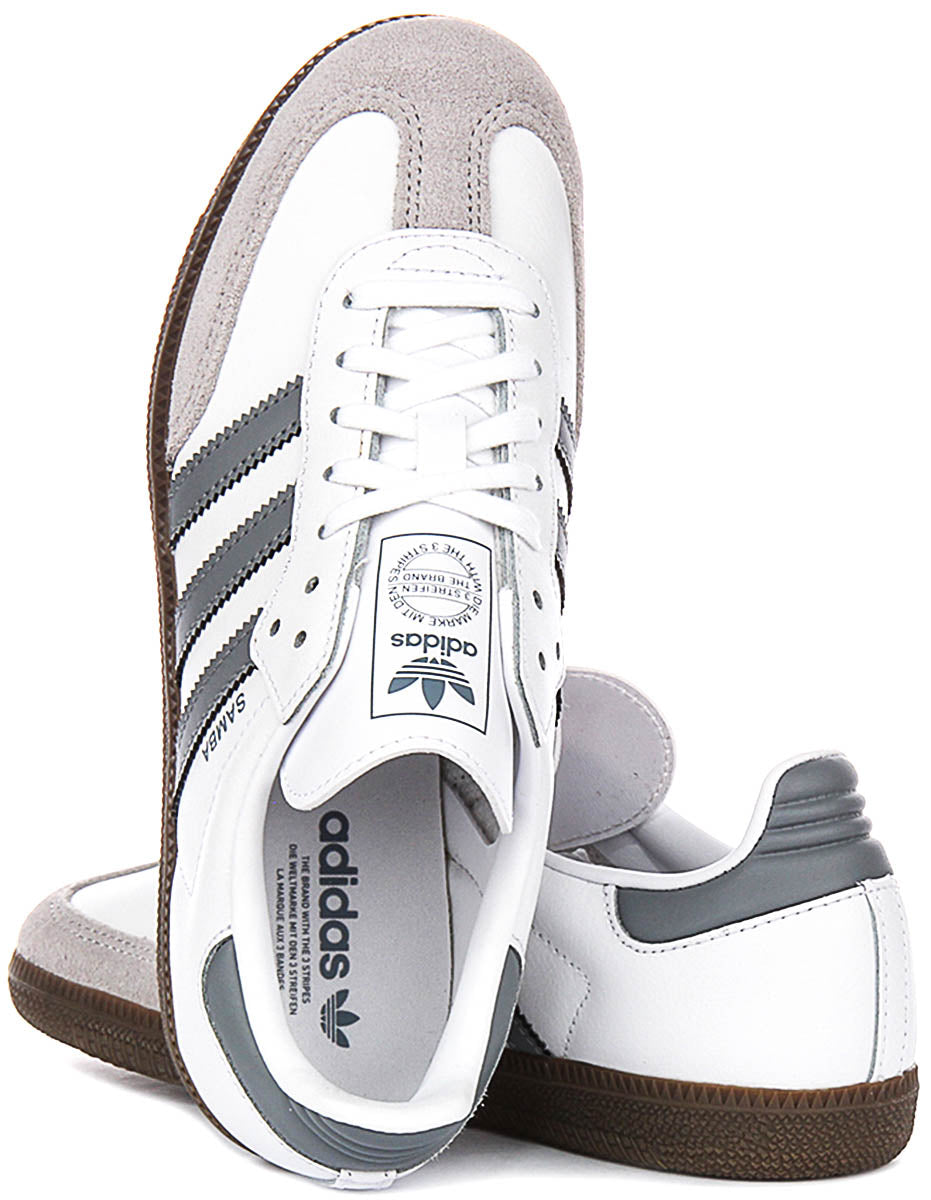 Adidas Samba OG J In White Grey For Youth