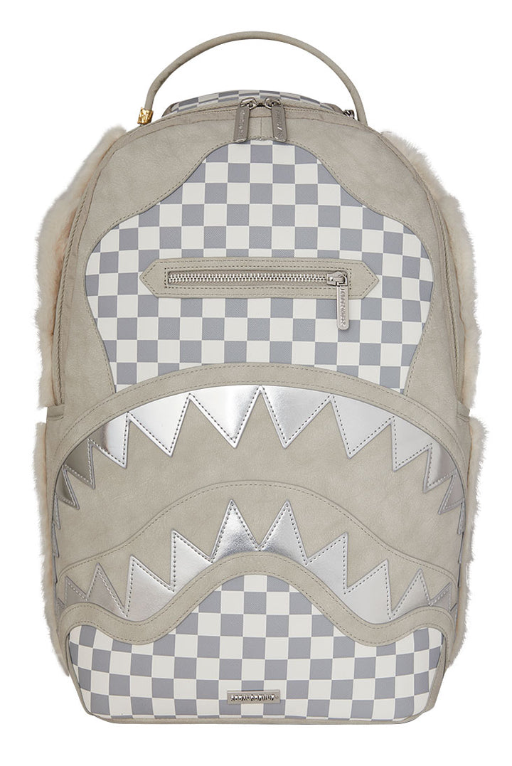 Sprayground Fur Baby Backpack In White Grey