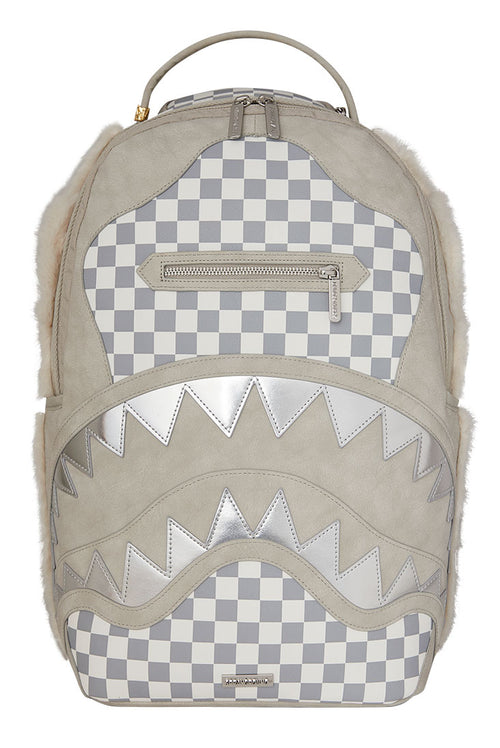 Sprayground Fur Baby Backpack In White Grey