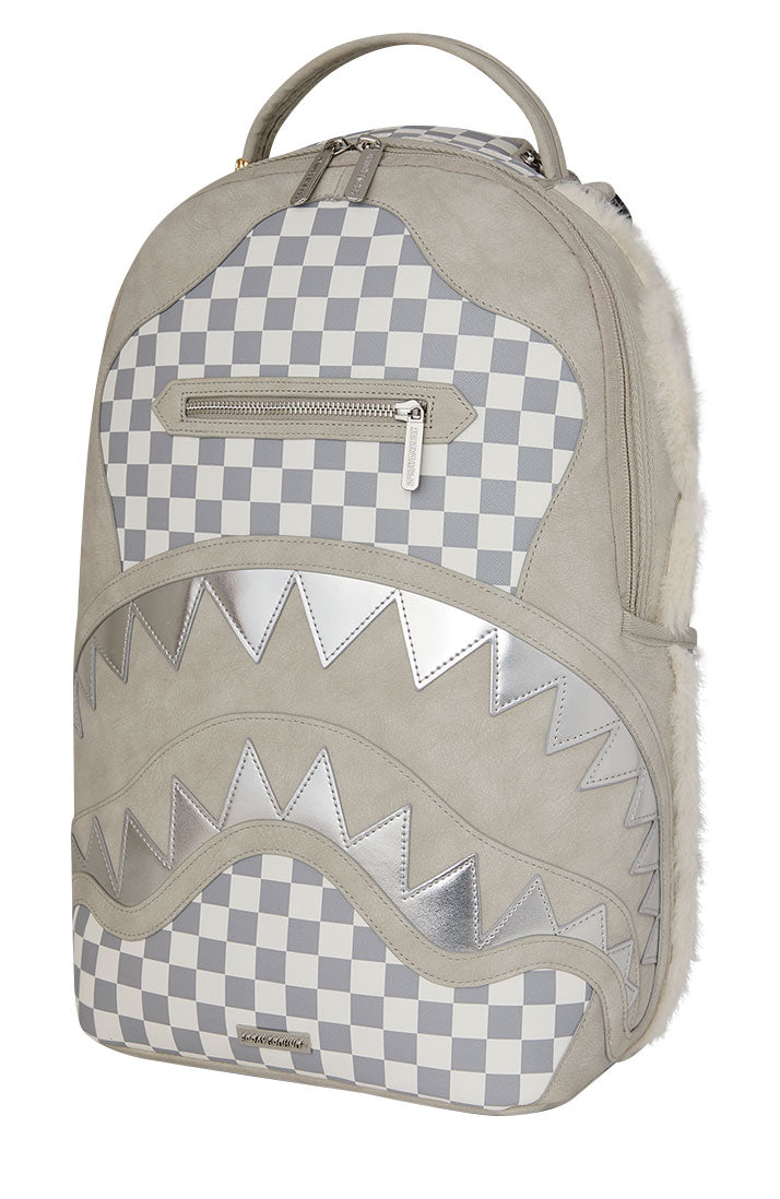 Sprayground Fur Baby Backpack In White Grey