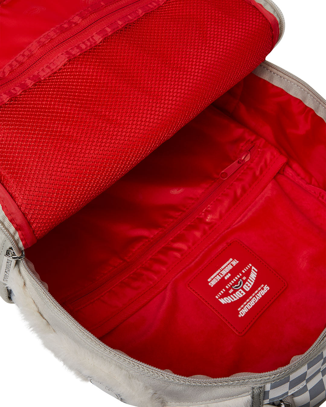 Sprayground Fur Baby Backpack In White Grey