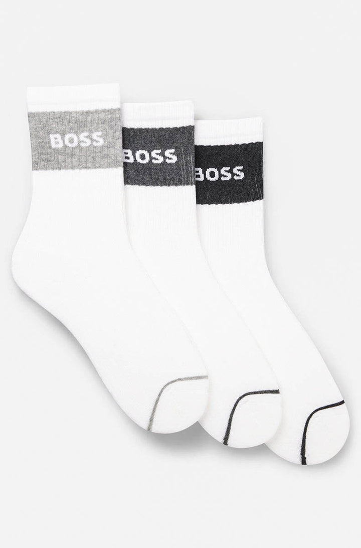 Boss 3P Qs Rib Melae In White Grey For Men