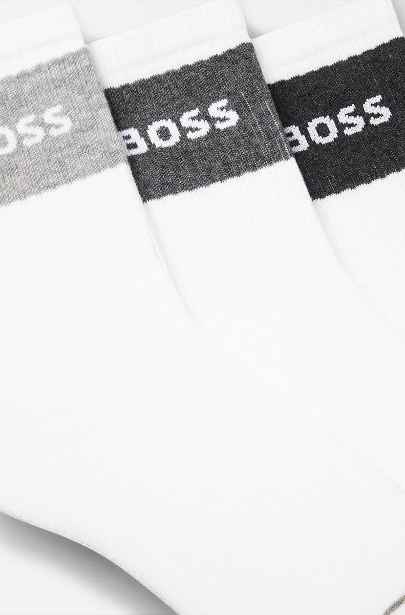Boss 3P Qs Rib Melae In White Grey For Men
