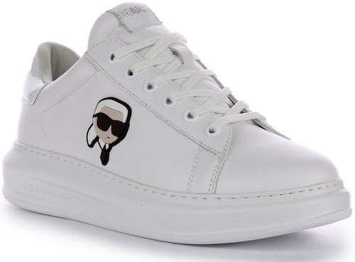 Karl Lagerfeld K Ikonik NFT Kapri Zapatillas con cordones de piel para hombre en blanco mono