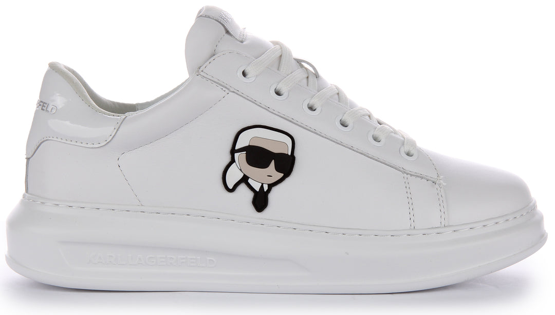 Karl Lagerfeld K Ikonik NFT Kapri Zapatillas con cordones de piel para hombre en blanco mono