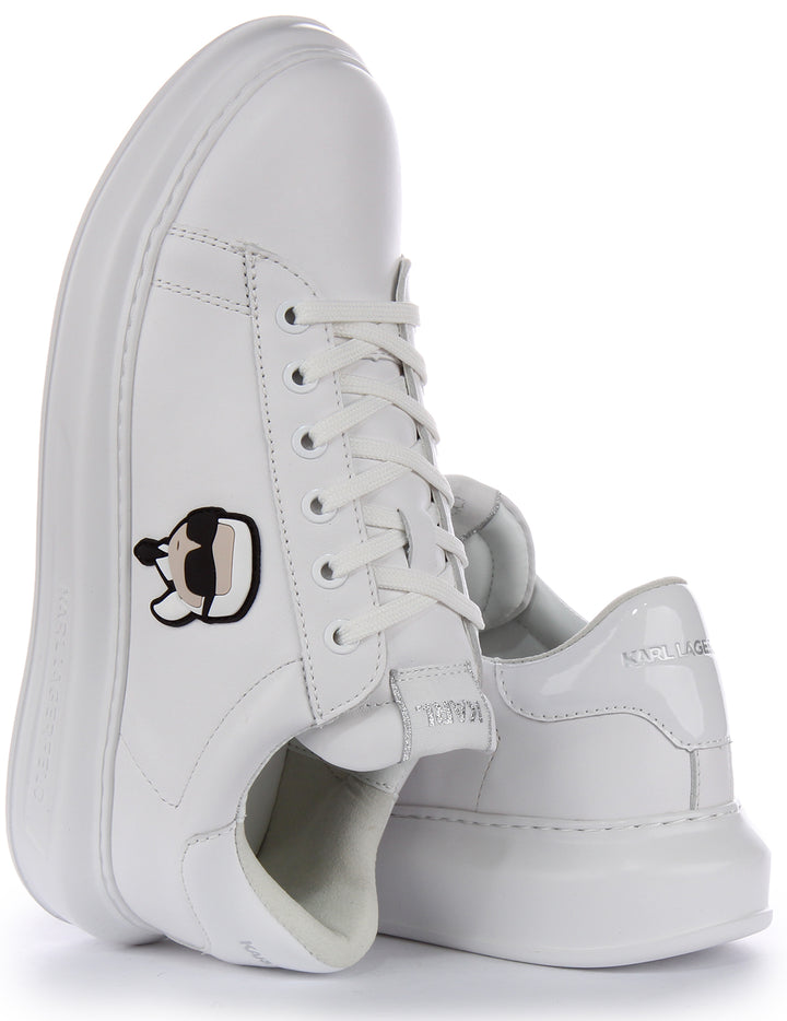 Karl Lagerfeld K Ikonik NFT Kapri Zapatillas con cordones de piel para hombre en blanco mono