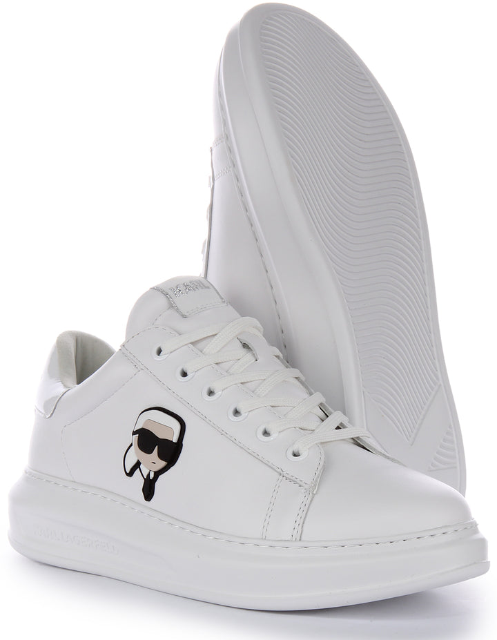 Karl Lagerfeld K Ikonik NFT Kapri Zapatillas con cordones de piel para hombre en blanco mono