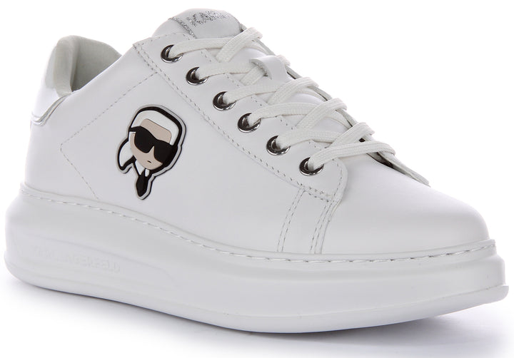 Karl Lagerfeld Kapri NFT Lo para mujer en zapatillas de cuero blanco mono