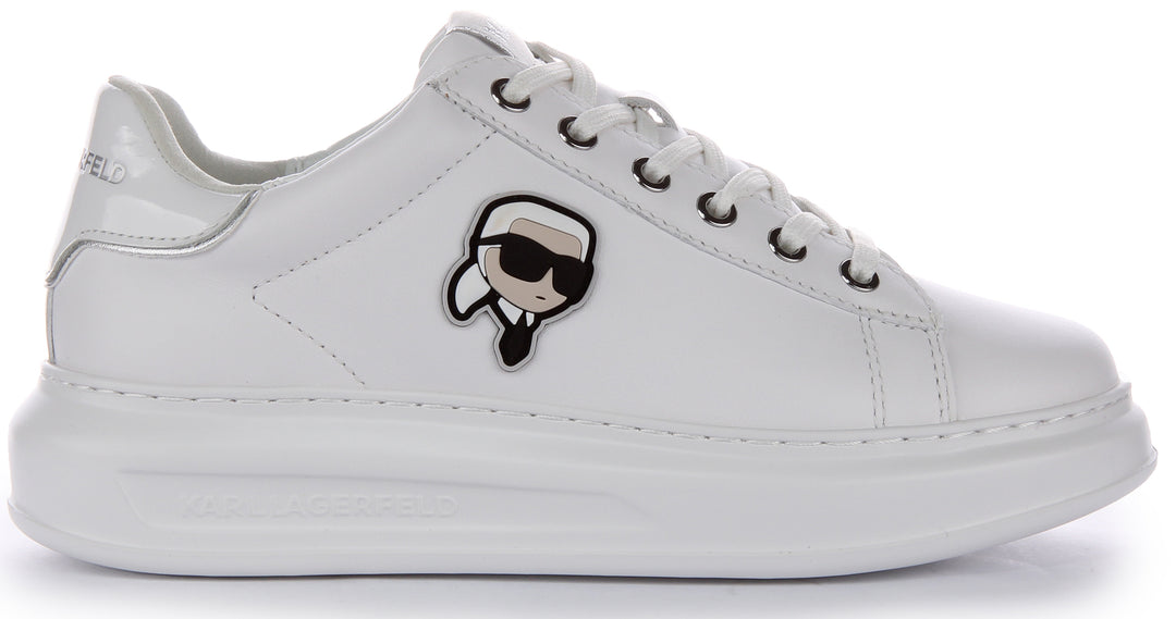 Karl Lagerfeld Kapri NFT Lo para mujer en zapatillas de cuero blanco mono