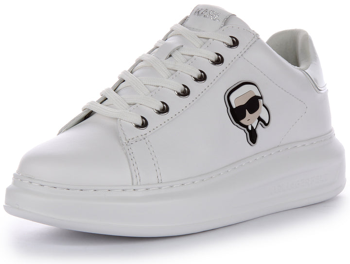 Karl Lagerfeld Kapri NFT Lo para mujer en zapatillas de cuero blanco mono