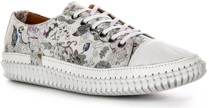 Justinreess England Nexa Low In White Floral For Women