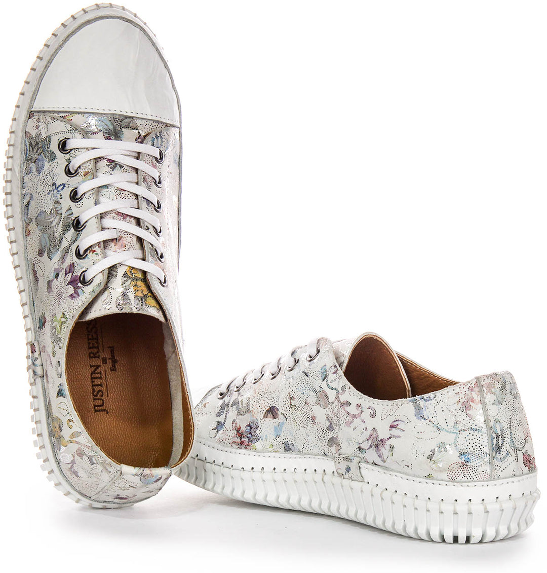 Justinreess England Nexa Low In White Floral For Women