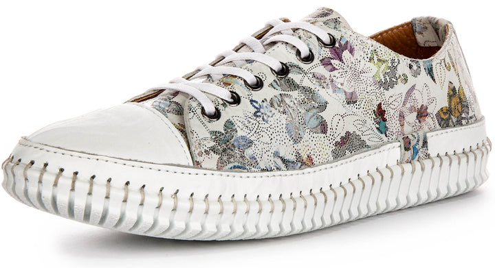 Justinreess England Nexa Low In White Floral For Women