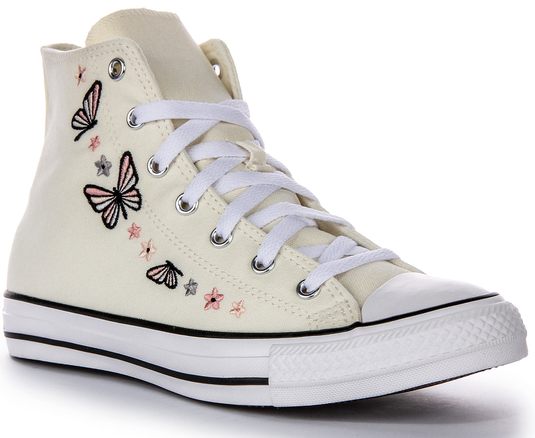 Converse All Star A07336C In White Butterfly Print For Junior