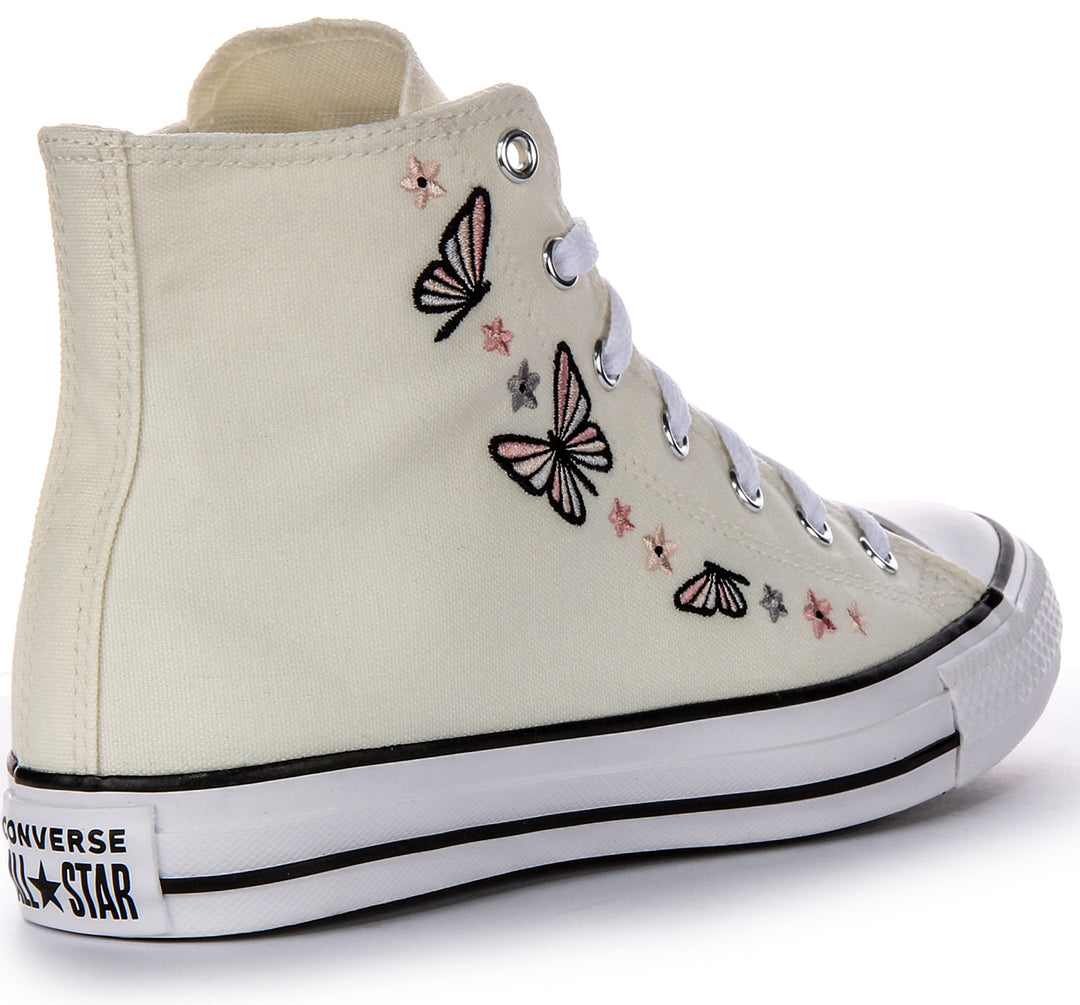 Converse All Star A07336C In White Butterfly Print For Junior