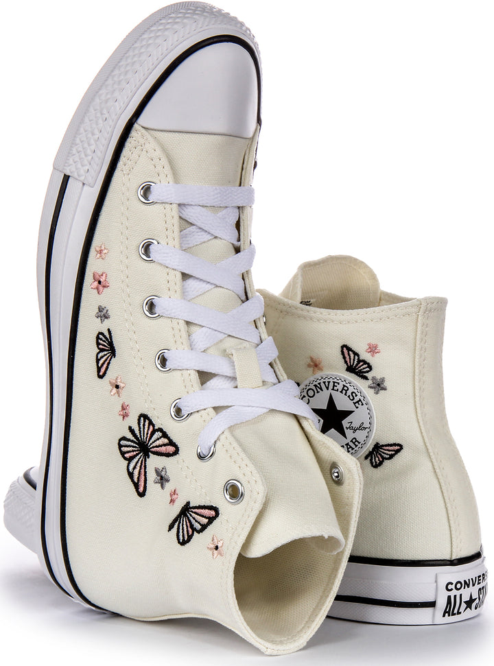 Converse All Star A07336C In White Butterfly Print For Junior