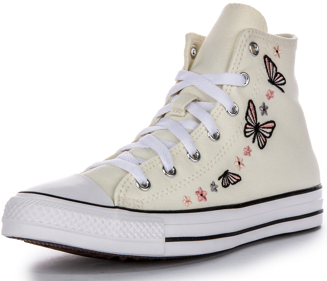 Converse All Star A07336C In White Butterfly Print For Junior