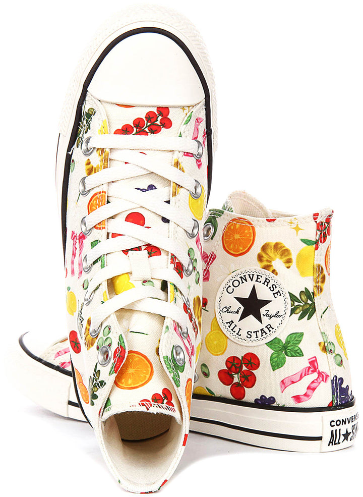 Converse Chuck Taylor A17773C All Star Hi In White Fruit Print