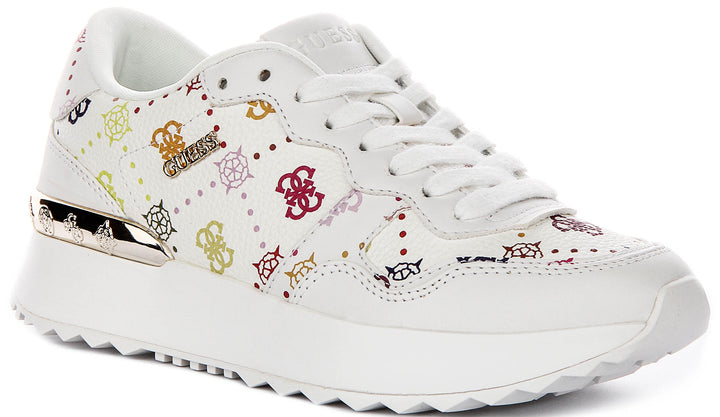 Guess Vinsa Logo Running Shoes In White Multicolour For Women