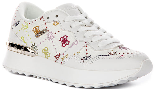 Guess Vinsa Logo Running Shoes In White Multicolour For Women