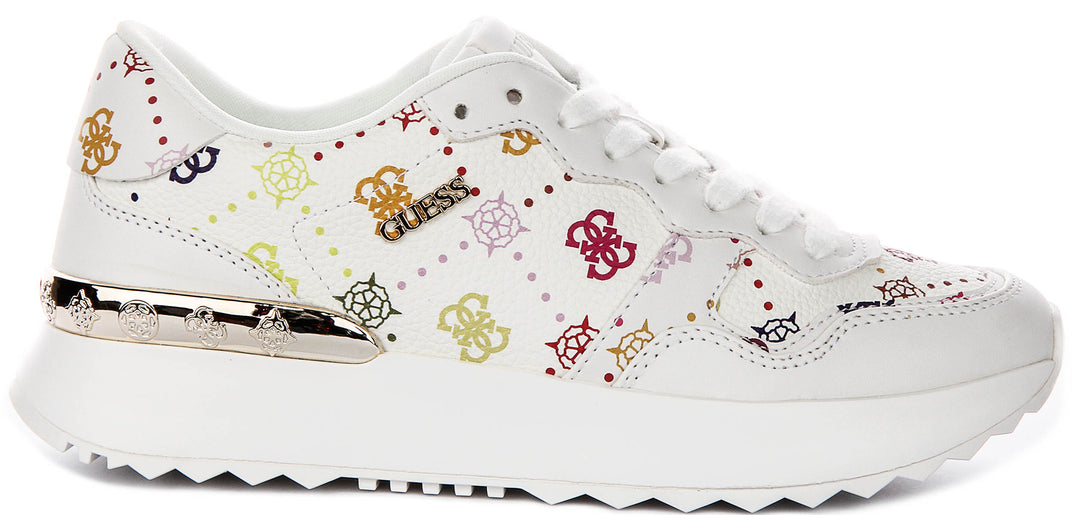 Guess Vinsa Logo Running Shoes In White Multicolour For Women