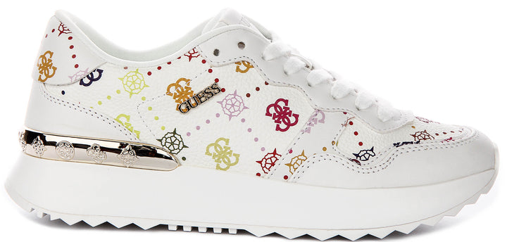 Guess Vinsa Logo Running Shoes In White Multicolour For Women