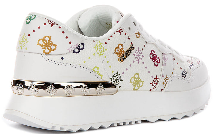 Guess Vinsa Logo Running Shoes In White Multicolour For Women