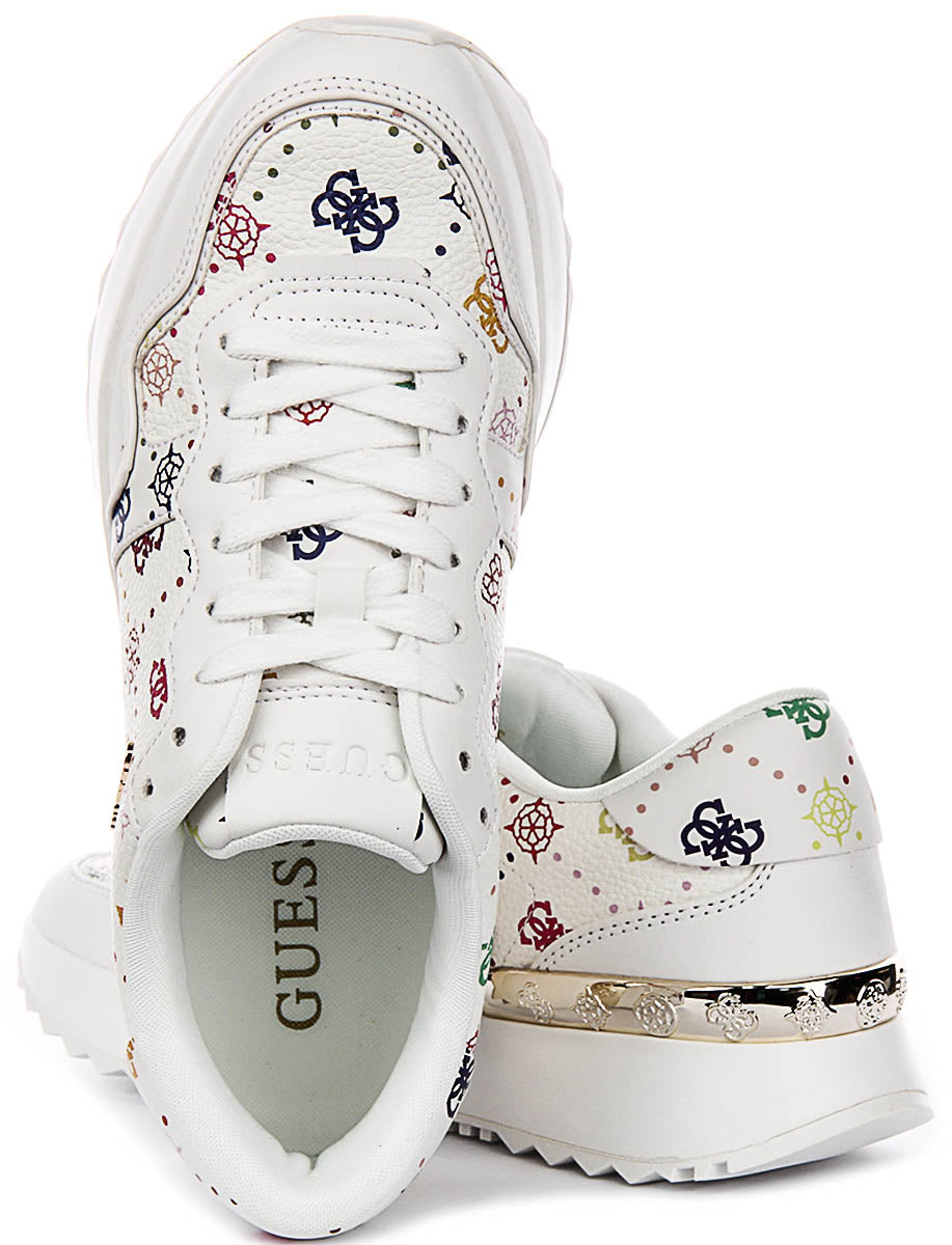 Guess Vinsa Logo Running Shoes In White Multicolour For Women