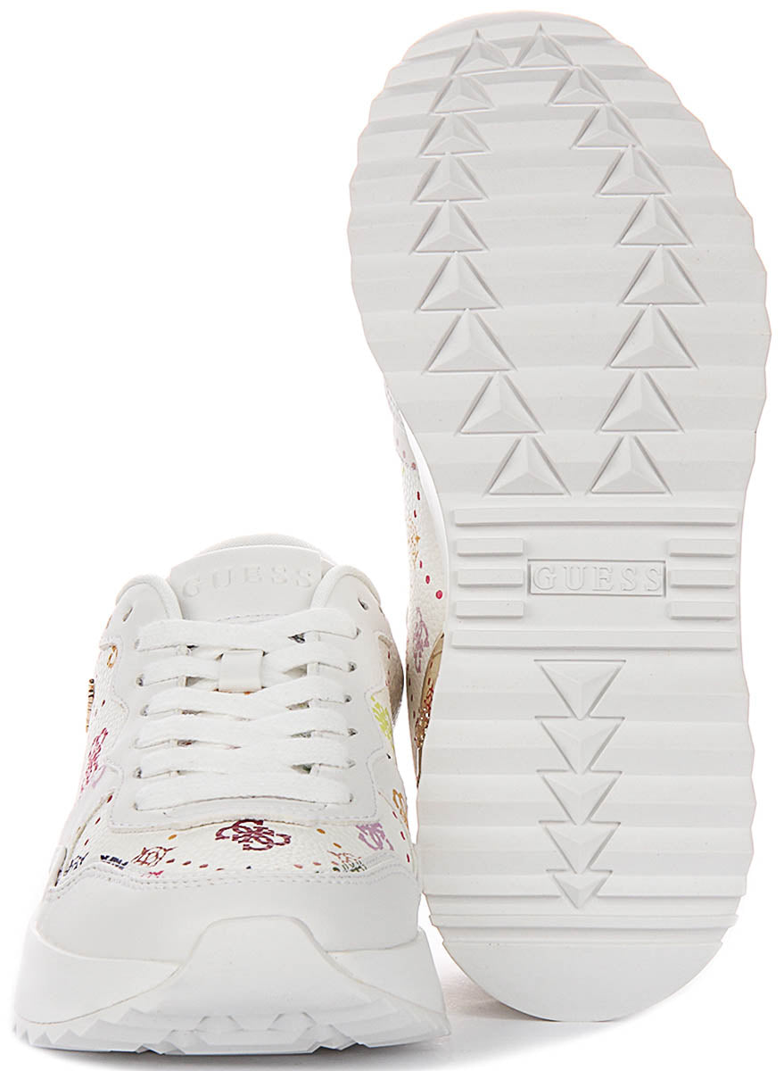 Guess Vinsa Logo Running Shoes In White Multicolour For Women
