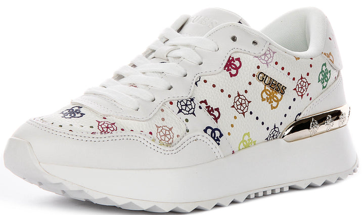 Guess Vinsa Logo Running Shoes In White Multicolour For Women