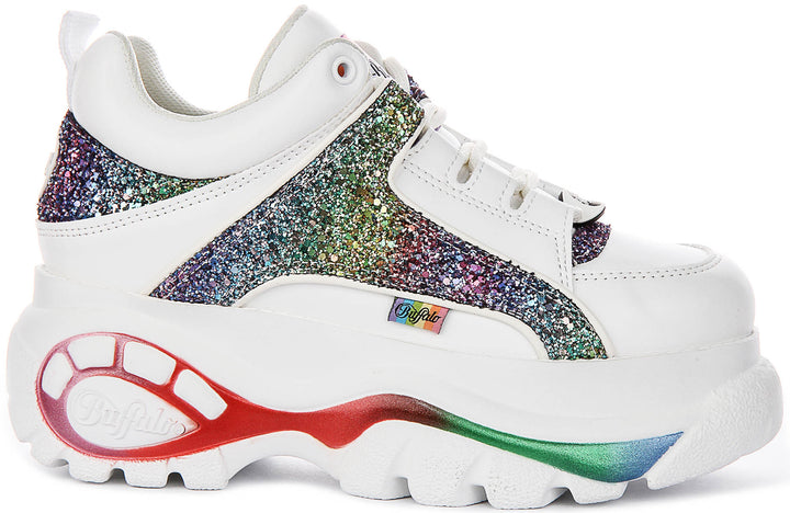 Buffalo 1339-14 In White Multicolour Glitter Platform