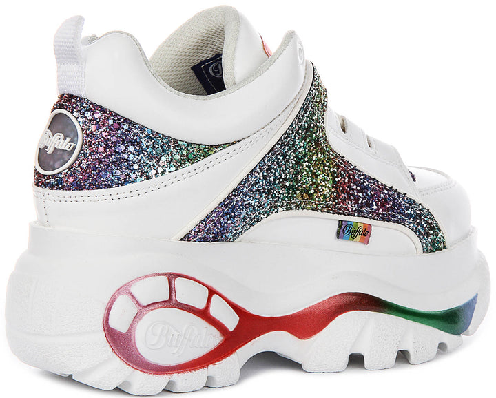 Buffalo 1339-14 In White Multicolour Glitter Platform
