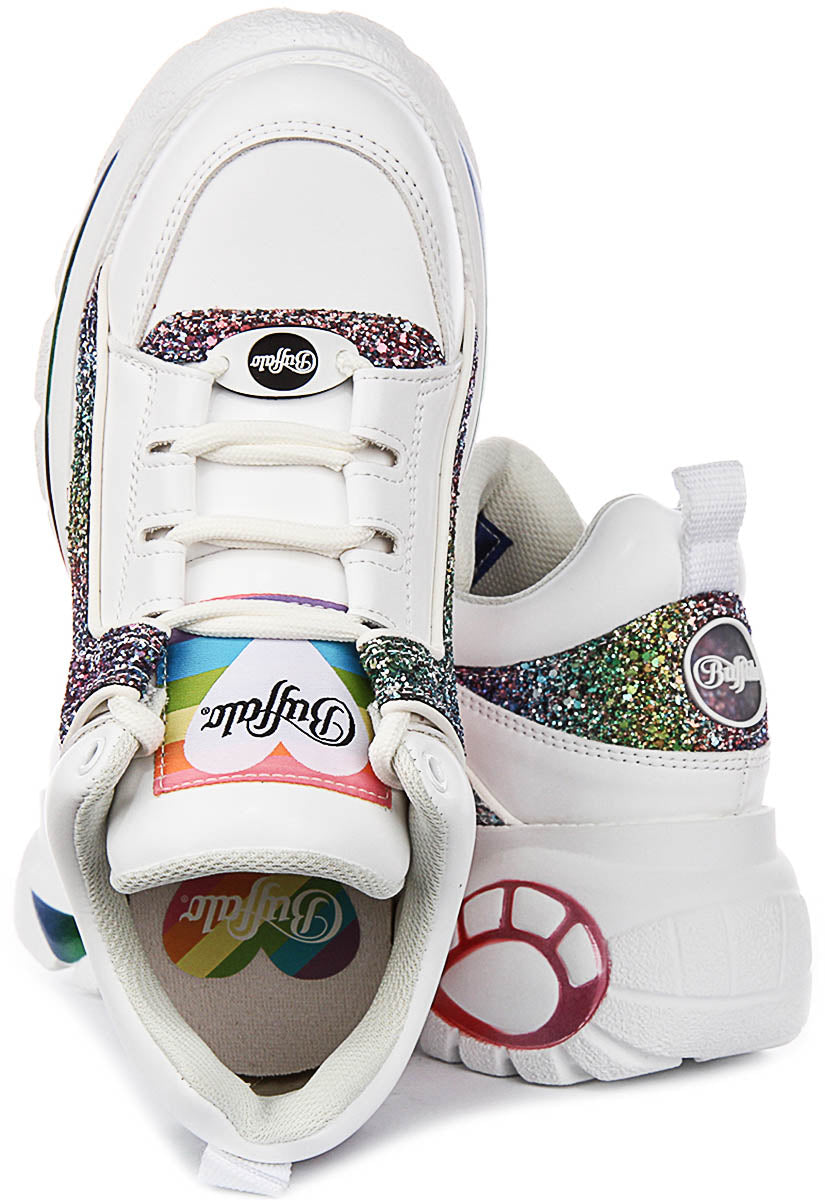 Buffalo 1339-14 In White Multicolour Glitter Platform