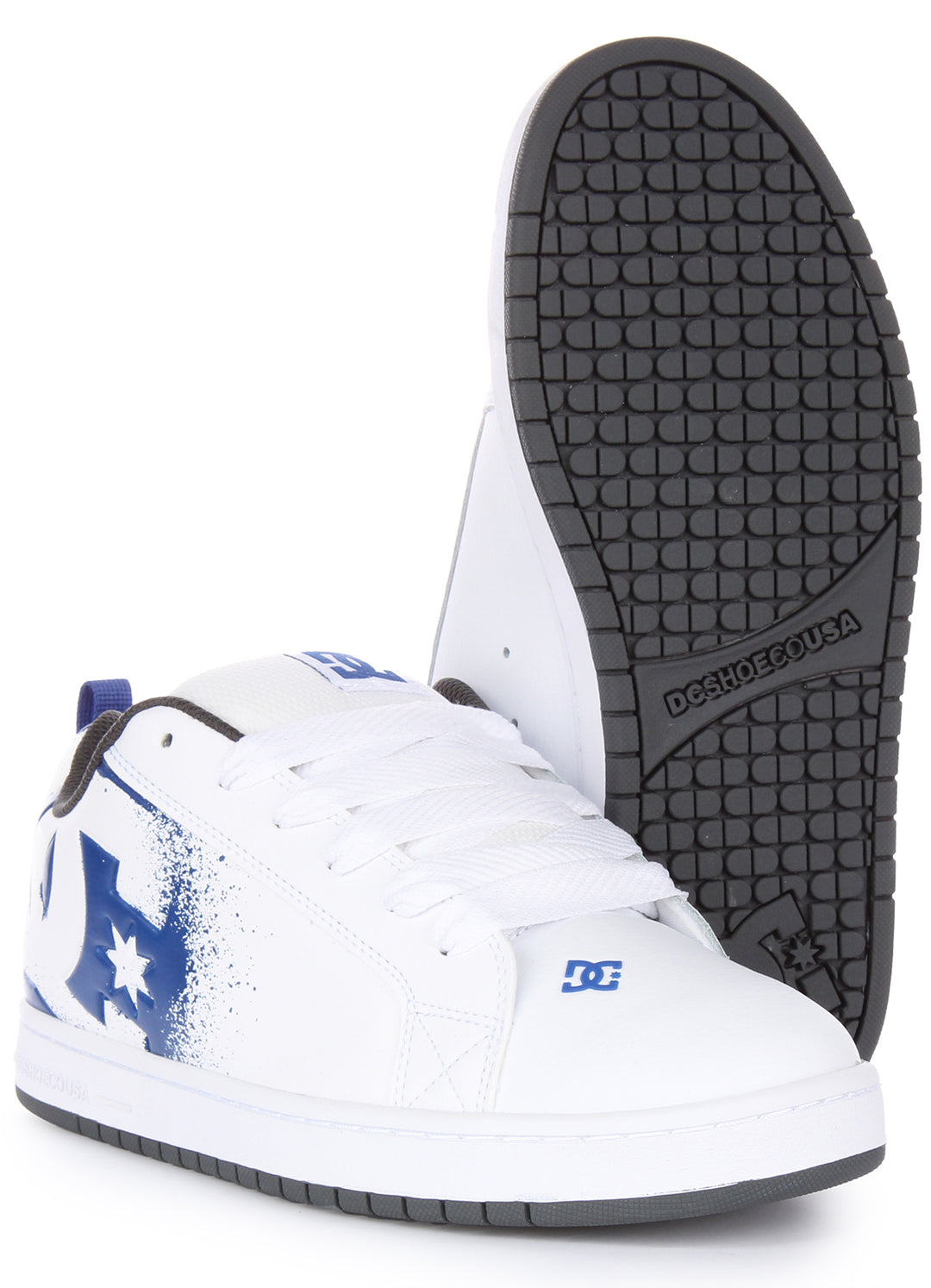 DC Shoes Court Graffik Zapatillas de deporte de piel con cordones para hombre en blanco marino