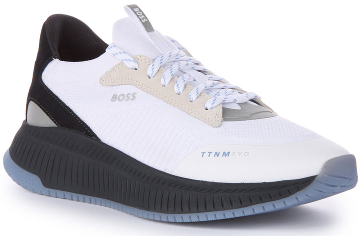 Boss TTNM Evo Slon KNSD Zapatillas con cordones de punto para hombre en blanco marino