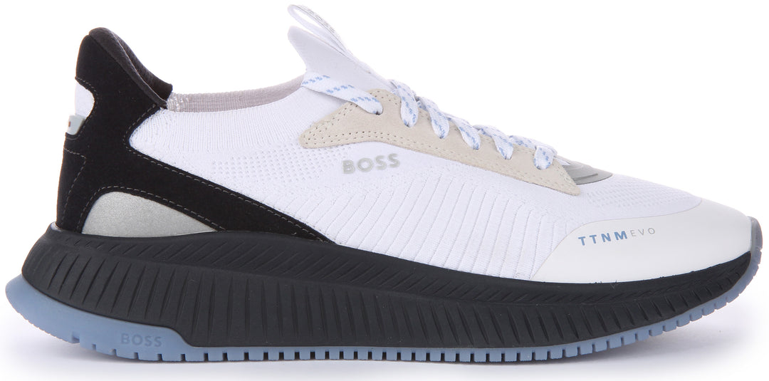 Boss TTNM Evo Slon KNSD Baskets à lacets en tricot pour hommes en blanc marine