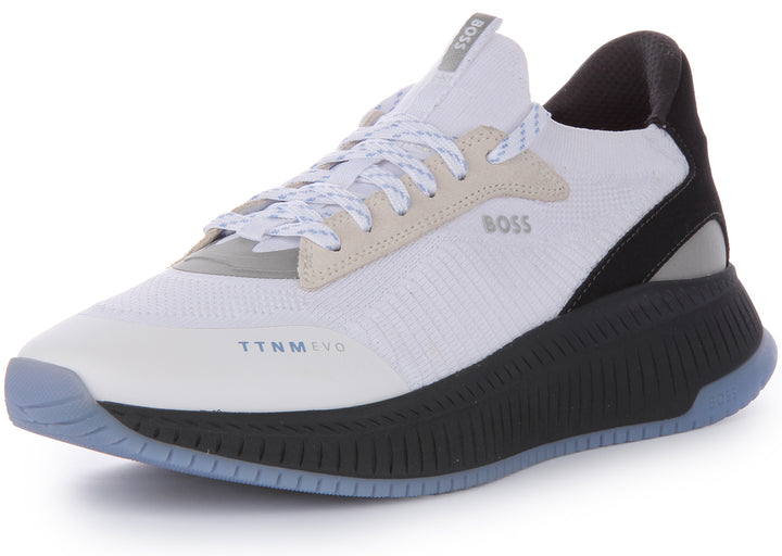 Boss TTNM Evo Slon KNSD Baskets à lacets en tricot pour hommes en blanc marine